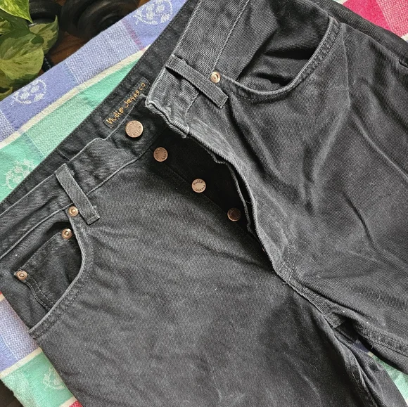 Nudie Jeans 32/30 Breezy Britt Aged Black High Waisted Jeans